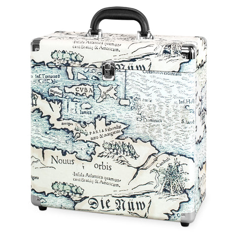 The Collector  Storage Case for Vinyl Turntable Records, Map Print