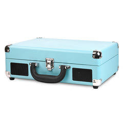 The Journey Portable Suitcase Record Player with 3-speed Turntable, Turquoise