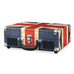 The Journey Portable Suitcase Record Player with 3-speed Turntable, UK Flag